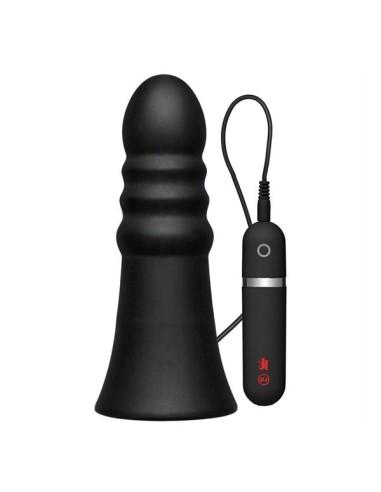 Vibrating Silicone Butt Plug Ridged 20 cm. (8 inch) - Black