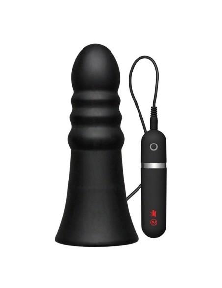 Vibrating Silicone Butt Plug Ridged 20 cm. (8 inch) - Black